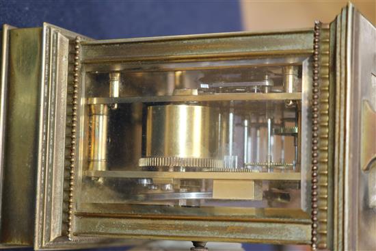 A French silvered brass carriage clock, H 16cm